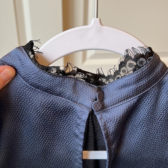 Dark blue-gray long sleeve blouse by Express - Picture 4 of 7